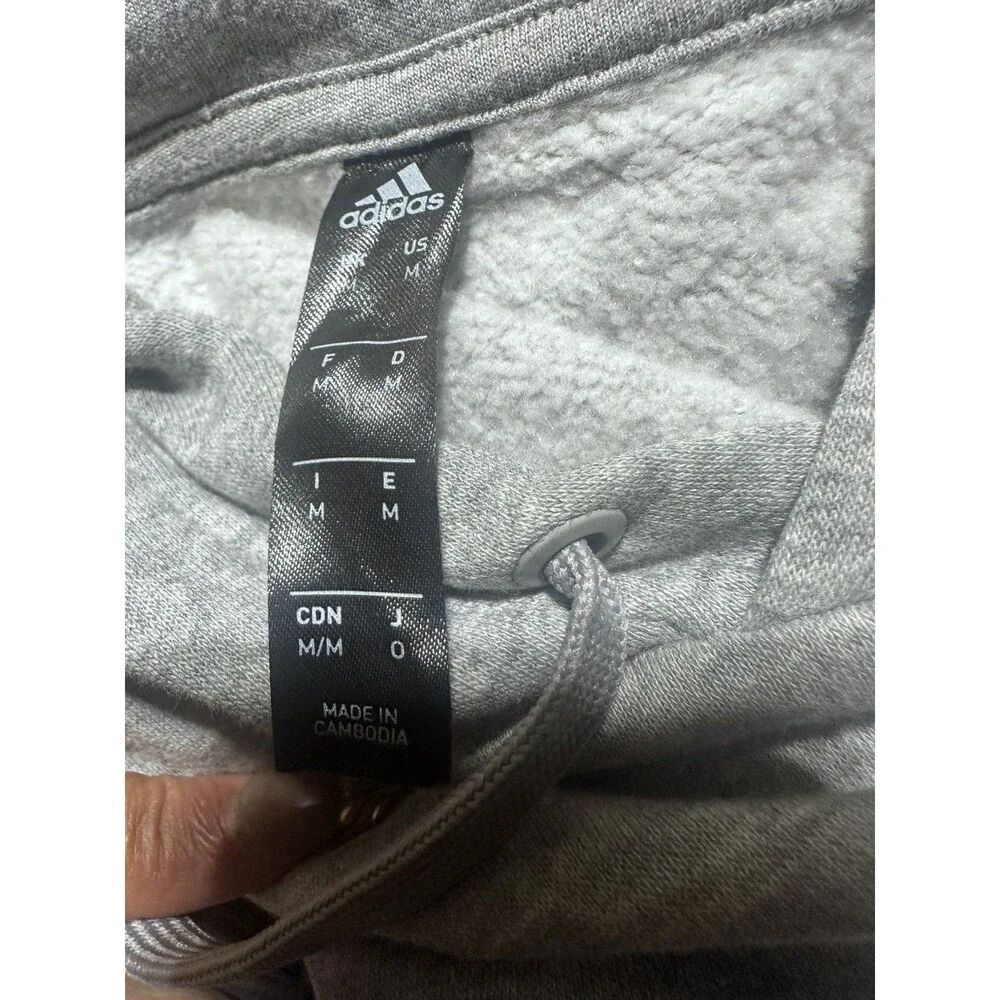 adidas Gray Pullover Hoodie Men's Medium Large Logo Sweatshirt